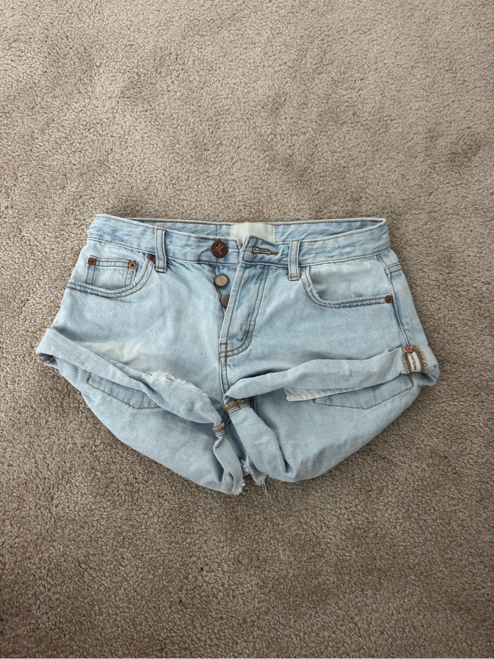 One Teaspoon Light Wash Bandit Shorts